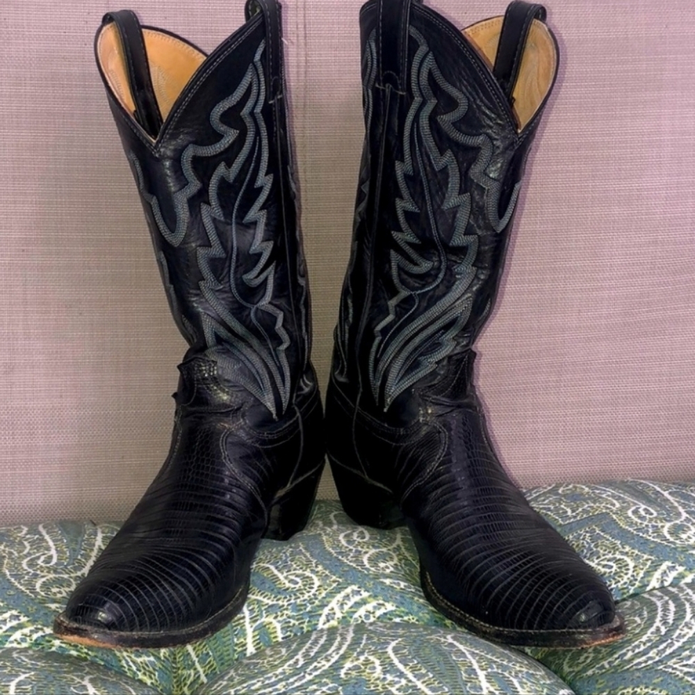 Justin Snake Skin Black Cowboy Boots